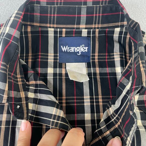 Wrangler Men's Western Snap Down Short Sleeve Shirt black cream red - Picture 5 of 8